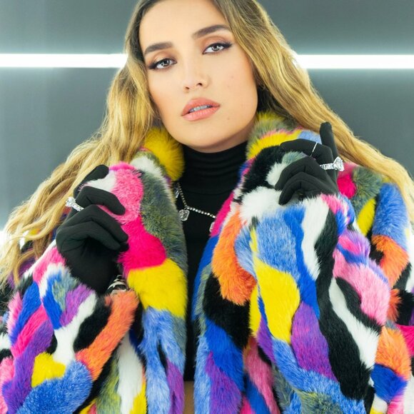 Matt Sarafa Rainbow Multi-colored Faux Fur Coat - Picture 4 of 6